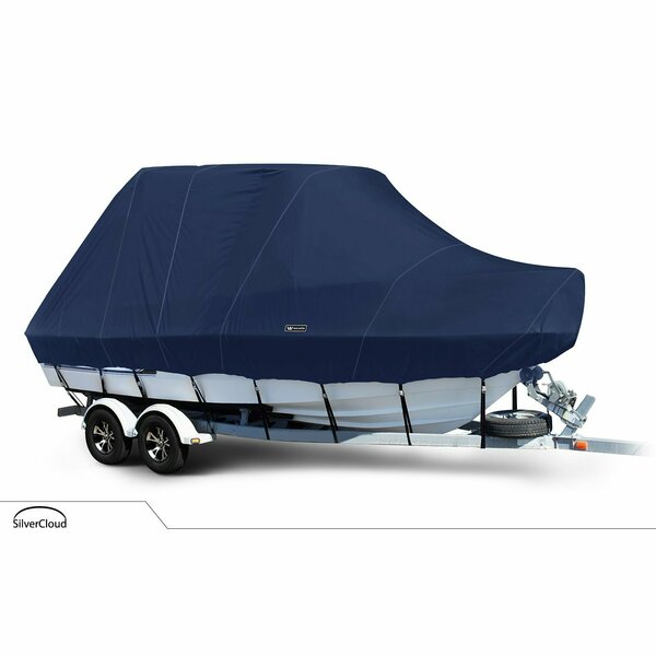 Eevelle Boat Cover BAY BOAT Rounded Bow, Center Console, TTop, Outboard Fits 18ft 6in L up to 120in W Navy SCBCCTT18120B-NVY